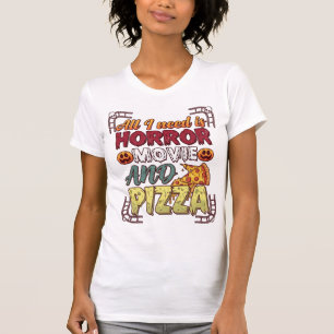 ホラー映画ピザハロウィンカボチャドクロスライス_1 Tシャツ