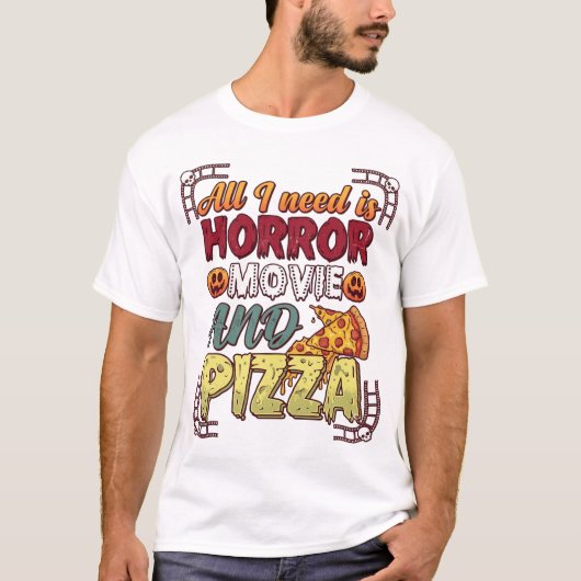 ホラー映画ピザハロウィンカボチャドクロスライス_1 Tシャツ (正面)