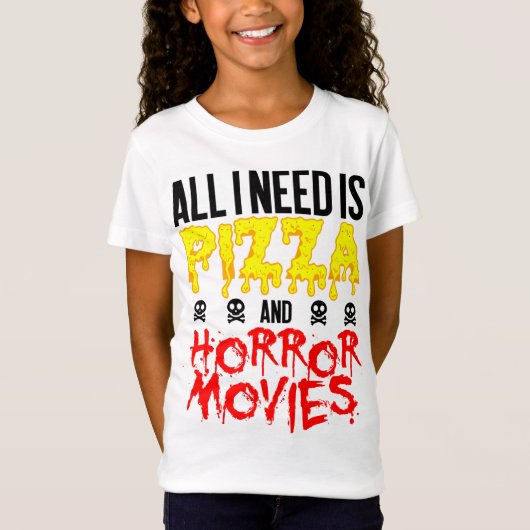 ホラー映画ピザ私が必要とするすべてはハロウィーン Tシャツ (正面)