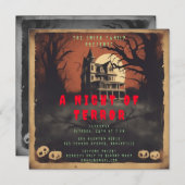 ホラー映画ポスターハローウィンパーティ招待状 (正面/裏面)