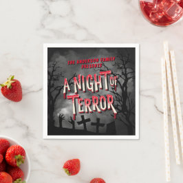 ホラー映画ポスター大人ハローウィンパーティ招待状 スタンダードカクテルナプキン