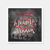 ホラー映画ポスター大人ハローウィンパーティ招待状 スタンダードカクテルナプキン (正面)