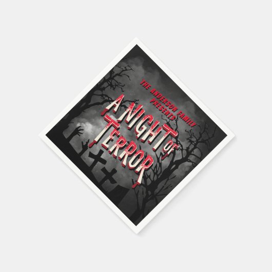 ホラー映画ポスター大人ハローウィンパーティ招待状 スタンダードカクテルナプキン (角)