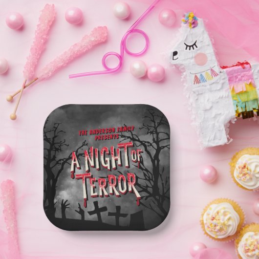 ホラー映画ポスター大人ハローウィンパーティ招待状 ペーパープレート (パーティー)