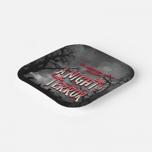 ホラー映画ポスター大人ハローウィンパーティ招待状 ペーパープレート (傾斜あり)