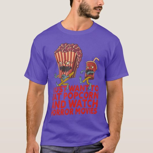 ホラー映画ポップコーン引用 ハロウィン 楽しい Tシャツ (正面)