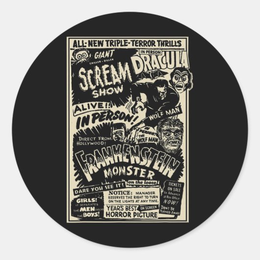 ホラー映画モンスターミイラ狼男フランケ ラウンドシール (正面)