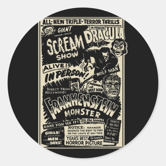 ホラー映画モンスターミイラ狼男フランケ ラウンドシール (正面)