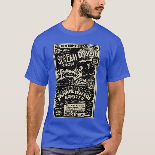 ホラー映画モンスター ミイラ ドラキュラ 狼男 フランケン Tシャツ (正面)