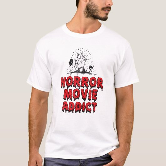 ホラー映画中毒ゾンビ幽霊面白いハロウィーンG Tシャツ (正面)