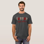 ホラー映画中毒者の血のしたたりと丸鋸の刃 fa tシャツ (正面フル)