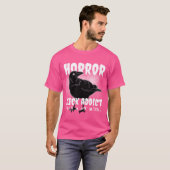 ホラー映画中毒者 恐怖は私のドラッグ ホラー映画 f tシャツ (正面フル)