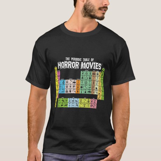 ホラー映画化学科学の周期表 Tシャツ (正面)