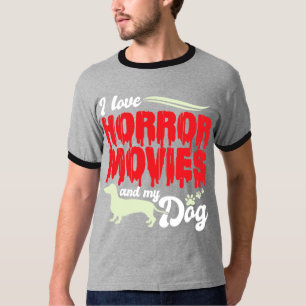 ホラー映画好きで犬が好き Tシャツ