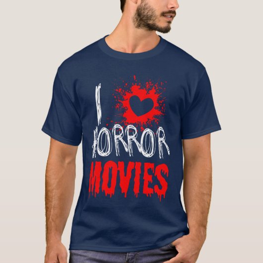 ホラー映画好き女子のための、ホラー映画愛を表現したデザイン Tシャツ (正面)