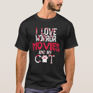 ホラー映画怖い映画猫好きハロウィンファン Tシャツ