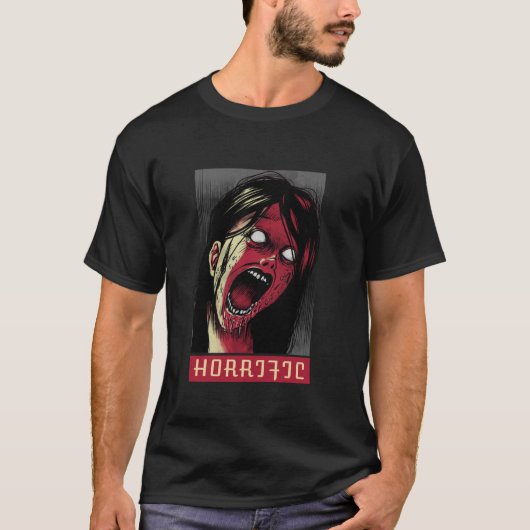 ホラー映画血ゾンビガールハロウィーン恐ろしい Tシャツ (正面)