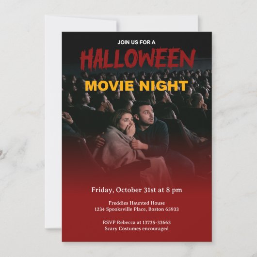 ホラー映画鑑賞会ハロウィンパーティー招待状 招待状 (正面)