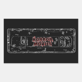 ホラー映画-黒 長方形シール