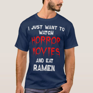 ホラー映画Tシャツ 面白い ラーメンを見るのが好き Tシャツ