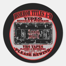 ホラー映画V.H.SホラータイトルA-D白黒 ラウンドシール