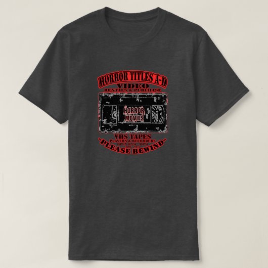 ホラー映画VHS A〜D Tシャツ (デザイン正面)