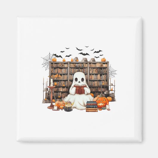 ホラー本を読む本好き先生のハロウィンコス マグネット (正面)
