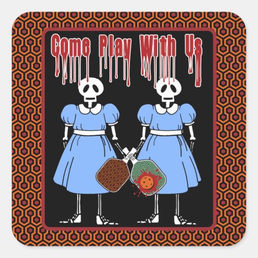 ホラー来遊映画ツインズとピクルボール スクエアシール (正面)