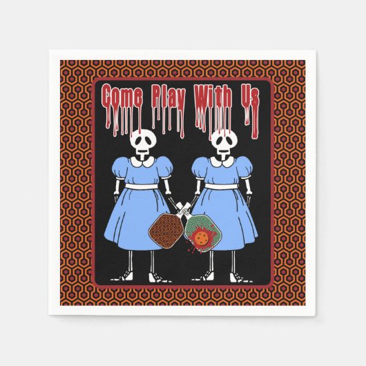 ホラー来遊映画ツインズとピクルボール スタンダードカクテルナプキン (正面)