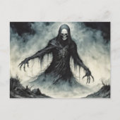 ホラー死のスカルを黒い服で ポストカード (正面)