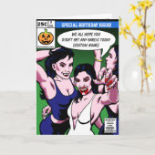 ホラー漫画スタイル誕生日 カード (黄色い花)