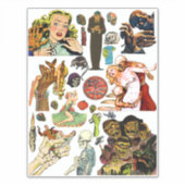 ホラー漫画モンスターのクリーチャーのコラージュアート シール (正面)