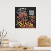 ホラー漫画ライン黒猫マイ ポスター (キッチン)