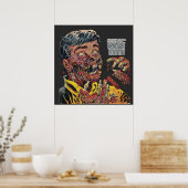 ホラー漫画ライン黒猫 ポスター (キッチン)