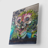 ホラー熱狂するスカルグラフィティ スクエア壁時計 (傾斜)