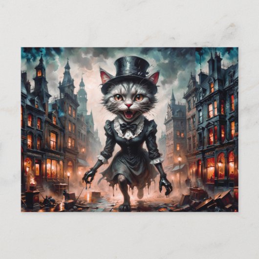 ホラー熱狂するメイド走キャットビクトリアンロンドン ポストカード (正面)
