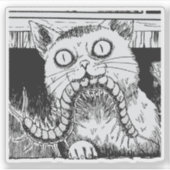 ホラー猫アニメアート シール (正面)