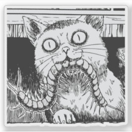 ホラー猫アニメアート シール