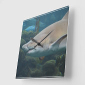 ホラー素晴らしホワイザメ スクエア壁時計 (傾斜)