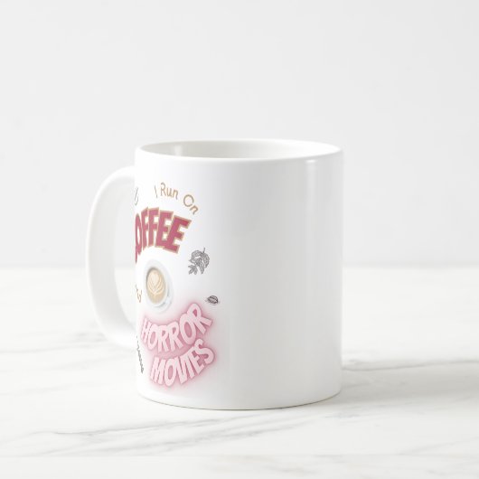 ホラー走ファン向けのコーヒーとホラー映画のマグカップ コーヒーマグカップ (正面左)