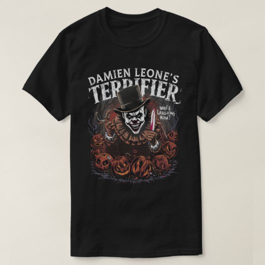 ホラー道化師のかぼちゃ ハロウィーン スケア アート Tシャツ (デザイン正面)