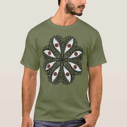 ホラー邪悪な目風変わりトリップ（幻覚体験）のような Tシャツ (正面)