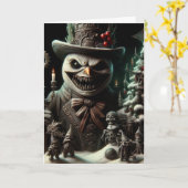 ホラー雪だるまクリスマス カード (黄色い花)