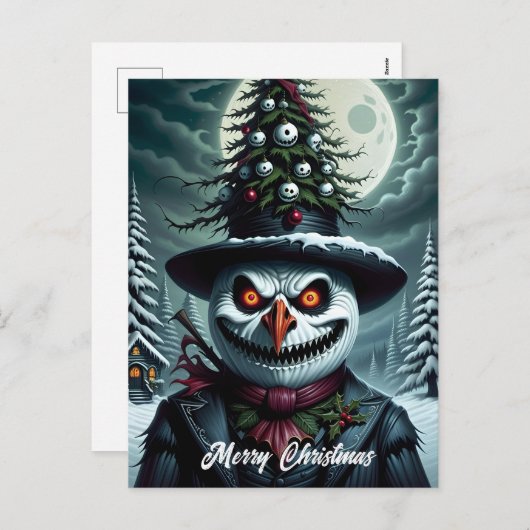 ホラー雪だるまクリスマス シーズンポストカード (正面/裏面)