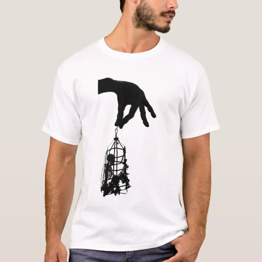 ホラー骨格の不気味な人間の骨格ケージ Tシャツ (正面)