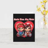 ホラー カップル スマイル ナウ クライ レーター チカーノ バレンタイン カード (黄色い花)