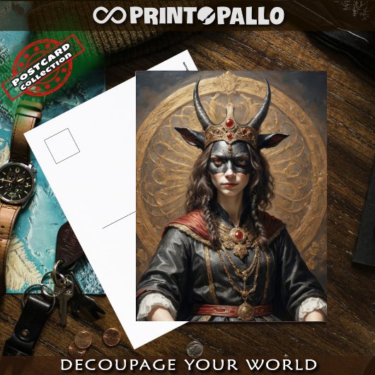 ホラー・スクキュバスの王妃が王座はがき上に ポストカード