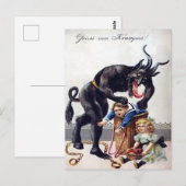 ホラー ビンテージ - クリスマスの悪魔と悪い子供 ポストカード (正面/裏面)