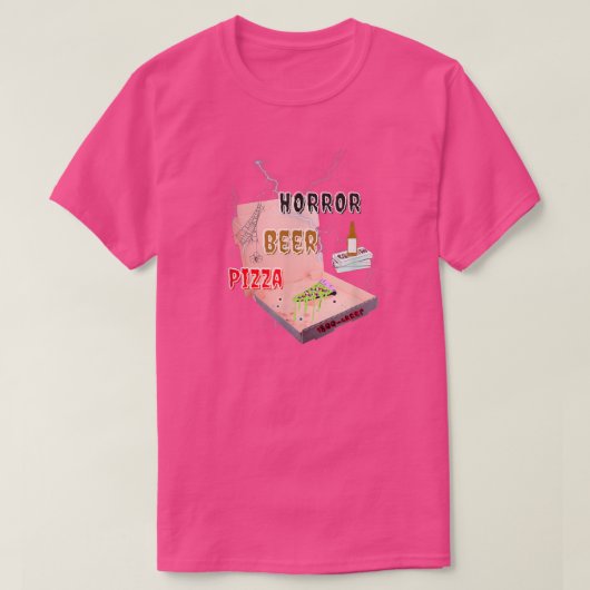 ホラー ビール ピザ Tシャツ (デザイン正面)