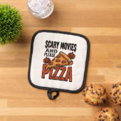 ホラー・ピザTシャツ 怖い映画好きのためのハロウィンギフト_1 鍋敷き (トップダウン)